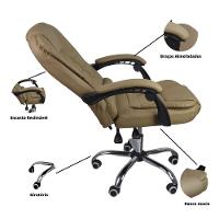 Kit 2 Cadeiras De Escritório Presidente Reclinável Bege - 8