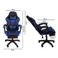 Cadeira Gamer Stillus Ergonômica Com Apoio Para Os Pés Azul - 6