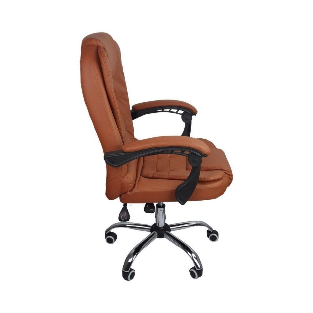 Cadeira De Escritório Presidente Reclinável Ergonômica Marrom Claro - 4