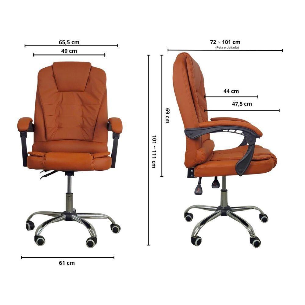 Cadeira De Escritório Presidente Reclinável Ergonômica Marrom Claro - 5