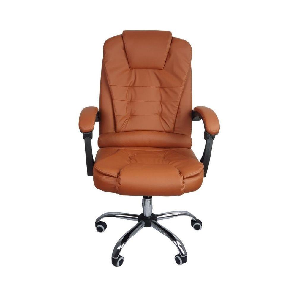 Cadeira De Escritório Presidente Reclinável Ergonômica Marrom Claro - 9