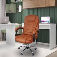 Cadeira De Escritório Presidente Reclinável Ergonômica Marrom Claro - 6