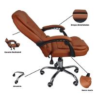 Cadeira De Escritório Presidente Reclinável Ergonômica Marrom Claro - 7