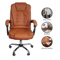 Cadeira De Escritório Presidente Reclinável Ergonômica Marrom Claro - 8