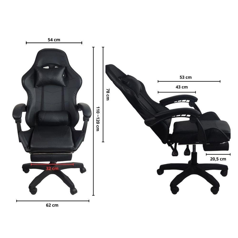 Kit 2 Cadeiras Gamer Stillus Ergonômica Com Apoio Para Os Pés Preto - 6