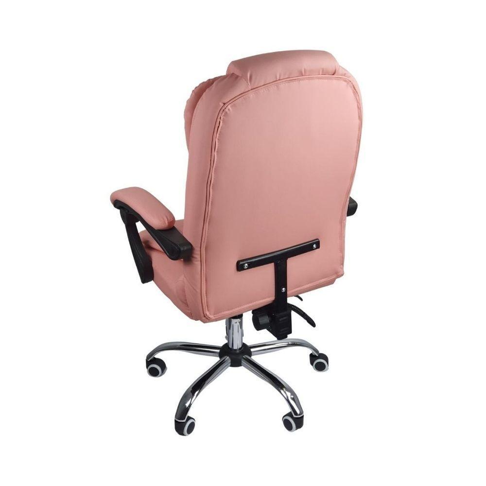 Cadeira De Escritório Presidente Reclinável Ergonômica Rosa Chiclete - 2
