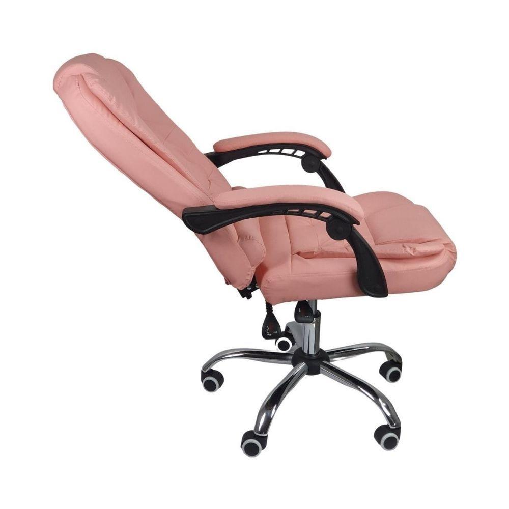 Cadeira De Escritório Presidente Reclinável Ergonômica Rosa Chiclete - 3