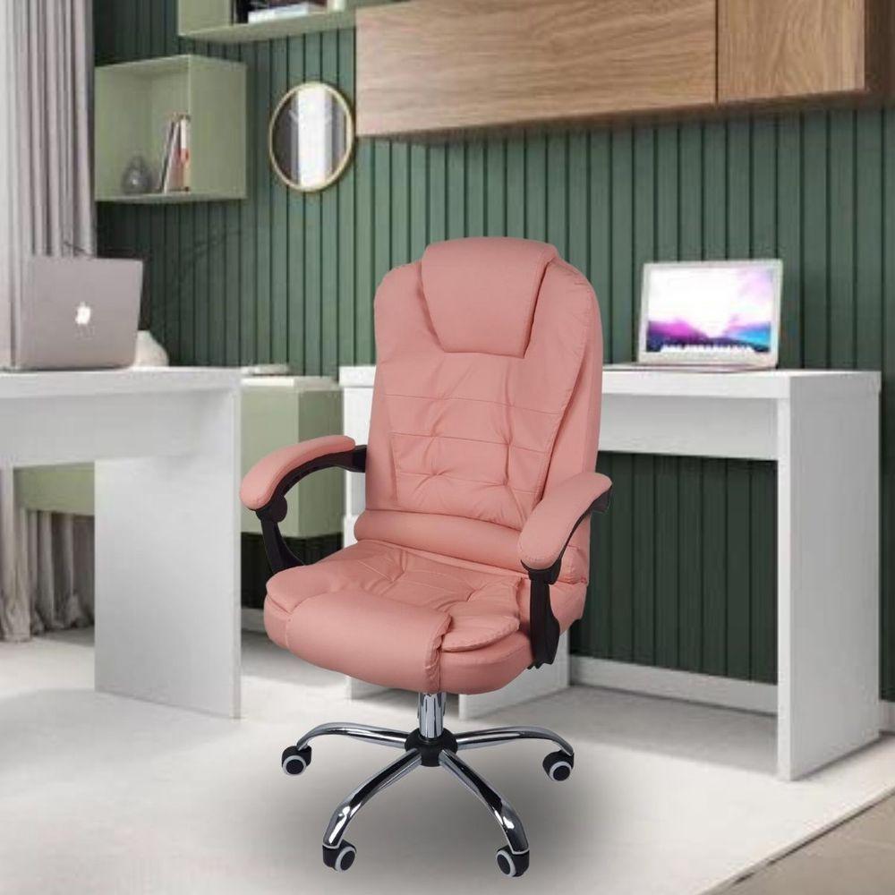 Cadeira De Escritório Presidente Reclinável Ergonômica Rosa Chiclete - 6