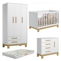 Quarto De Bebê Q Encanto Slim Branco Acetinado Com Colchão Gazin - Qmovi - 1