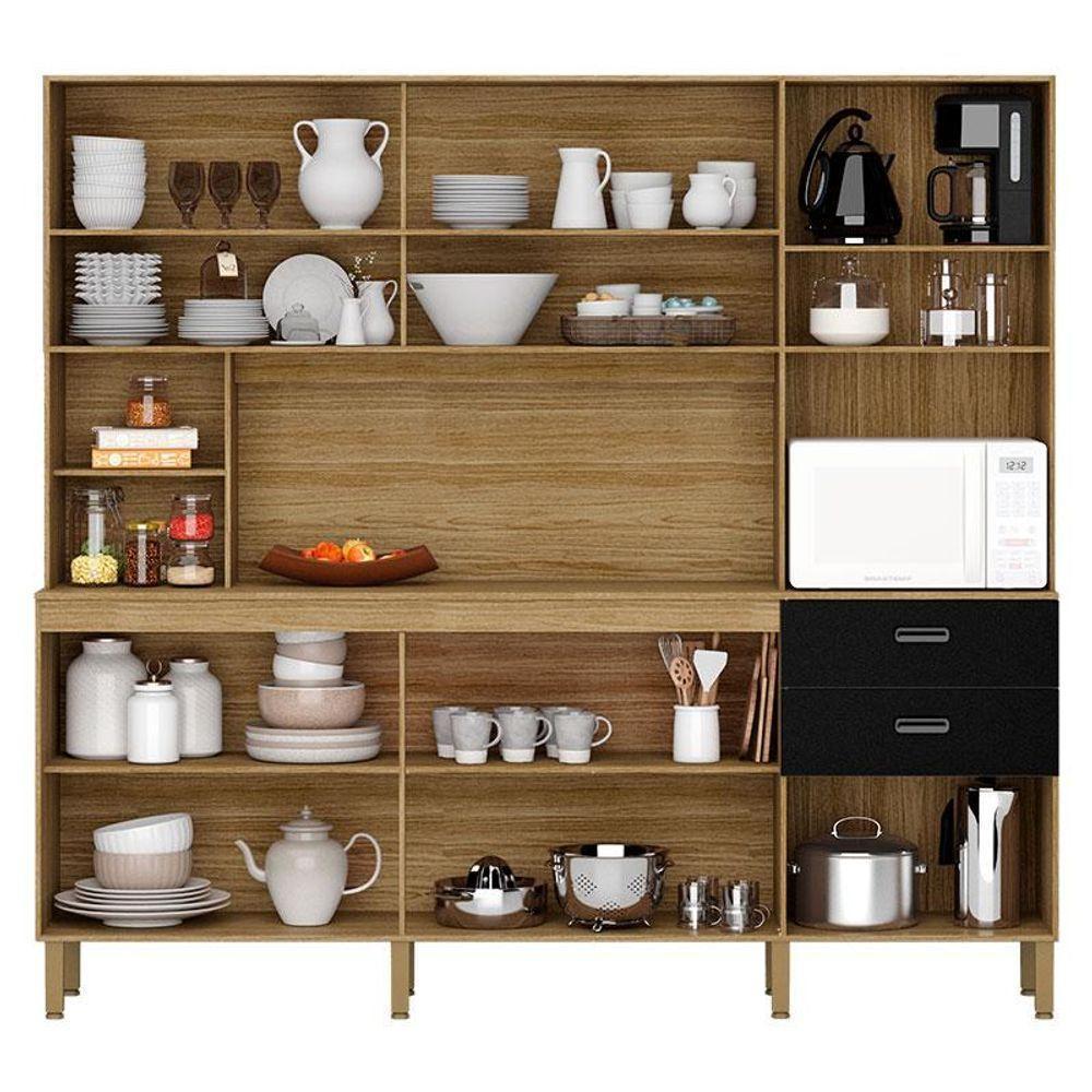 Cozinha Intense 10 Portas E 2 Gavetas Freijó Nero - Kits Paraná - 3