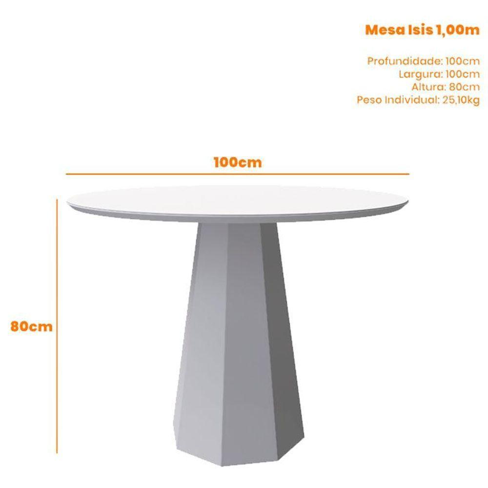 Mesa De Jantar 100x100 Cm Isis Com Vidro Off White - New Ceval - 2