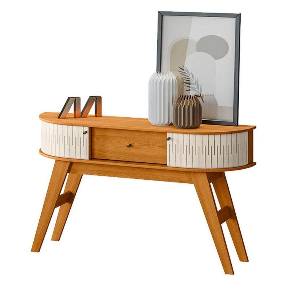 Rack Bancada E Painel Para Tv Cronos Com Aparador Estoril E Mesa De Centro Indianápolis Cinamomo Off White - Madetec - 3