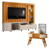 Estante Home Theater Le Mans Com Aparador Estoril Cinamomo Off White - Madetec - 1