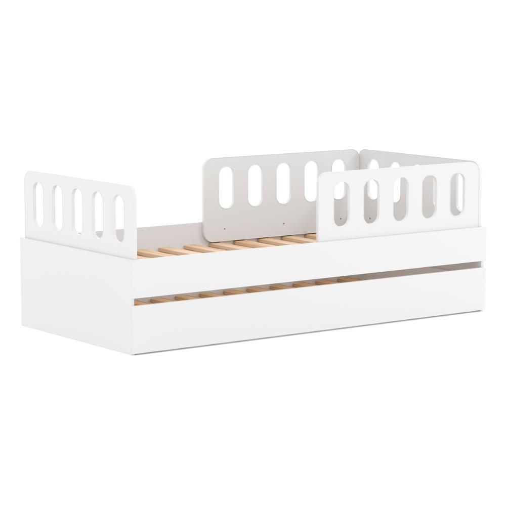 Bicama Solteiro Mdf Bp Branco Com 02 Grades E Cabeceira Megamobilia - 6