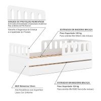 Bicama Solteiro Mdf Bp Branco Com 02 Grades E Cabeceira Megamobilia - 5