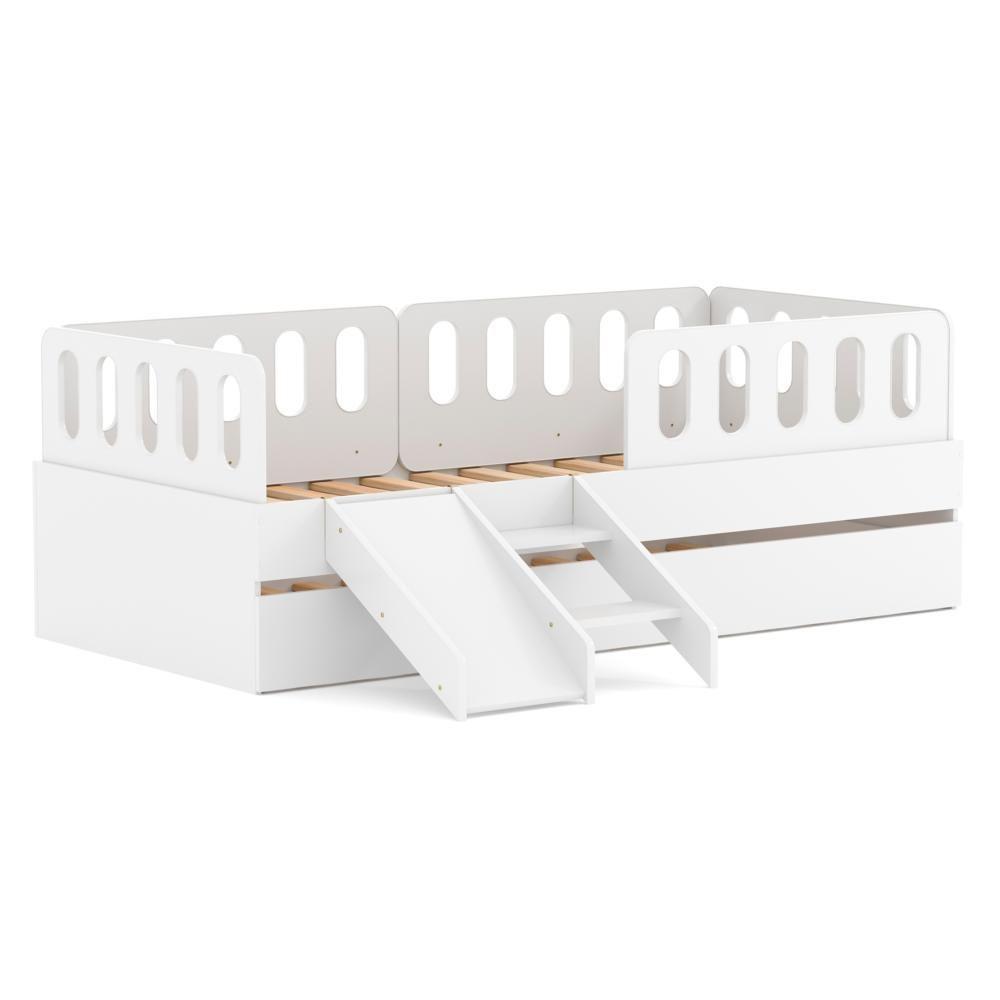 Bicama Solteiro Mdf Bp Com Escadinha/escorrega 03 Grades E Cabeceira Megamobilia - 6