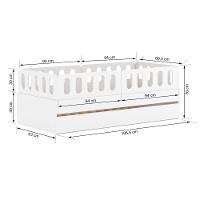 Bicama Solteiro Mdf Bp Branco Com 04 Grades E Cabeceira Megamobilia - 7
