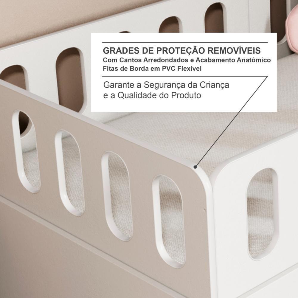 Cama Solteiro Mdf Bp Com Escadinha/escorrega 03 Grades E Cabeceira Megamobilia - 3