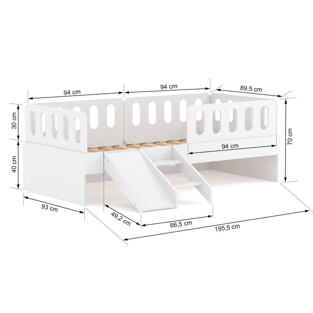 Cama Solteiro Mdf Bp Com Escadinha/escorrega 03 Grades E Cabeceira Megamobilia - 5