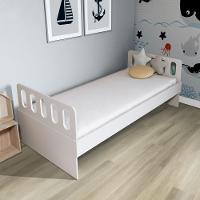Cama Solteiro Mdf Bp Branco Com Cabeceira Megamobilia - 1
