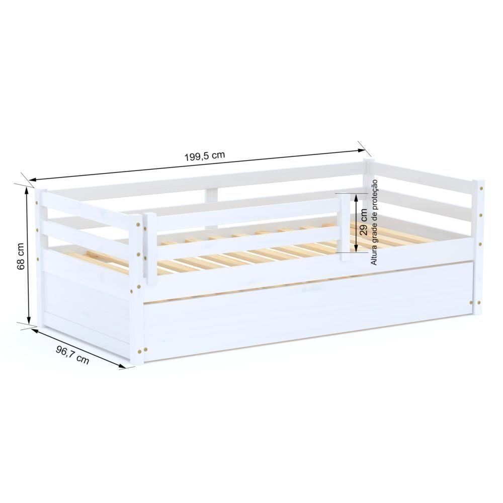 Bicama Infantil Dreams Com Grade De Proteção Madeira Maciça Branco Megamobilia - 5