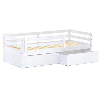 Cama Solteiro Dreams Com 02 Gavetas E Grade De Proteção Madeira Maciça Branco Megamobilia