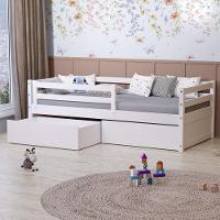 Cama Solteiro Dreams Com 02 Gavetas E Grade De Proteção Madeira Maciça Branco Megamobilia - 2