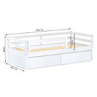 Cama Solteiro Dreams Com 02 Gavetas E Grade De Proteção Madeira Maciça Branco Megamobilia - 6