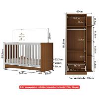 Berço 3 Em 1 Para Colchão 130 X 60cm Com Guarda-roupas 2 Portas Doce De Leite Multimóveis Mp4241 Madeirado/branco Madeirado/branco - 2
