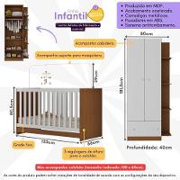 Berço 3 Em 1 Para Colchão 130 X 60cm Com Guarda-roupas 2 Portas Doce De Leite Multimóveis Mp4241 Madeirado/branco Madeirado/branco - 6