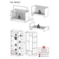 Berço 3 Em 1 Para Colchão 130 X 60cm Com Guarda-roupas 2 Portas Doce De Leite Multimóveis Mp4241 Madeirado/branco Madeirado/branco - 8