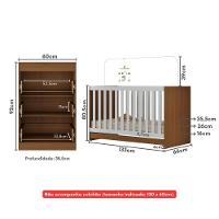 Berço 3 Em 1 Para Colchão 130 X 60cm Com Cômoda 3 Gavetas Doce De Leite Multimóveis Mp4239 Madeirado/branco Madeirado/branco - 2