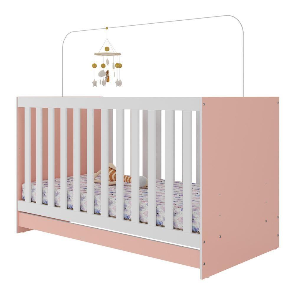 Berço 3 Em 1 Para Colchão 130 X 60cm Doce De Leite Multimóveis Mp0527r Rosa - 1