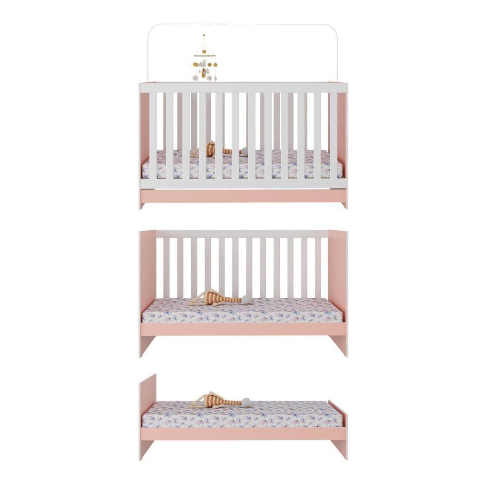 Berço 3 Em 1 Para Colchão 130 X 60cm Doce De Leite Multimóveis Mp0527r Rosa - 4