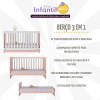 Berço 3 Em 1 Para Colchão 130 X 60cm Doce De Leite Multimóveis Mp0527r Rosa - 6