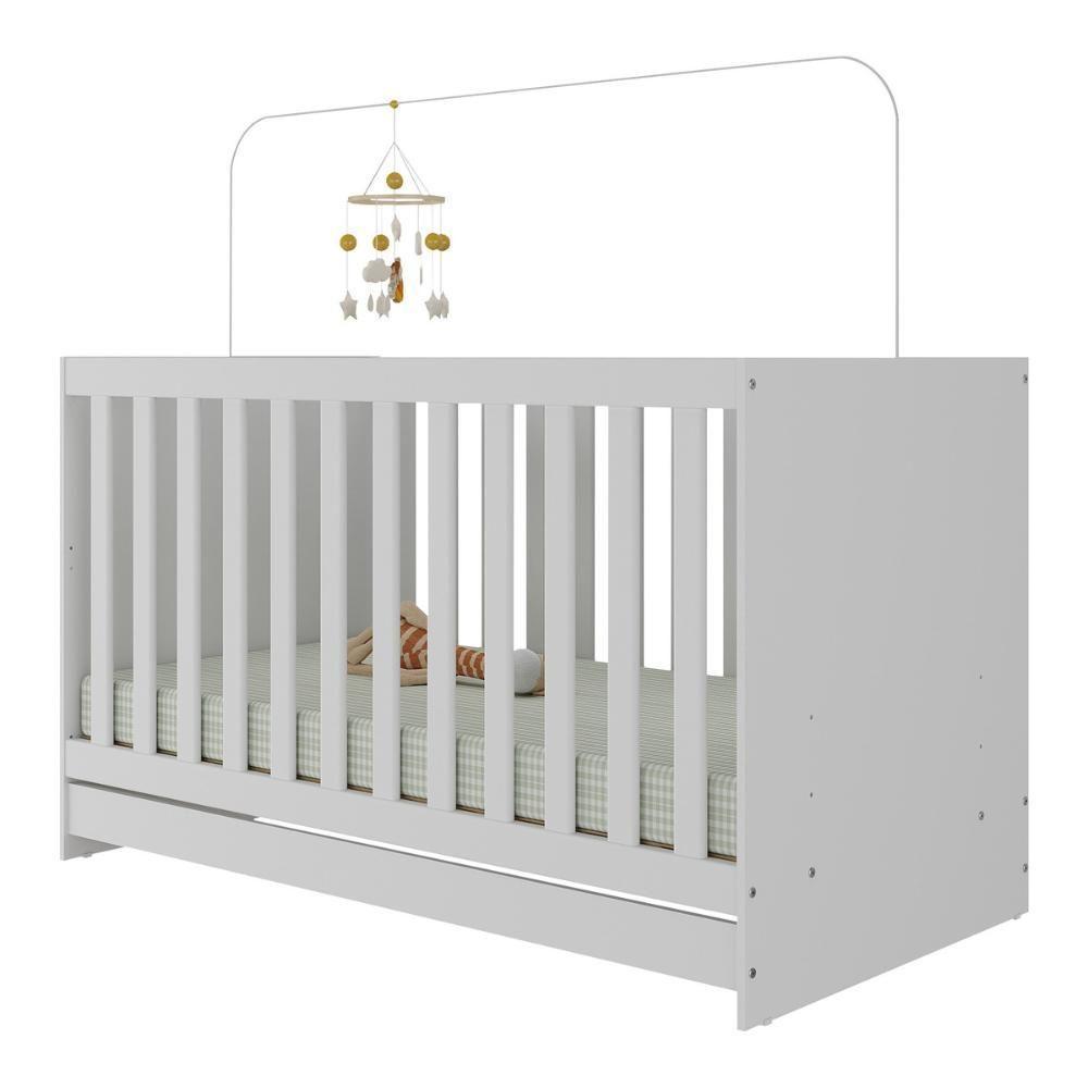 Berço 3 Em 1 Para Colchão 130 X 60cm Doce De Leite Multimóveis Mp0527r Branco - 1