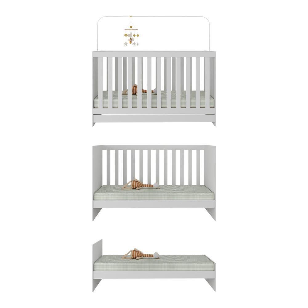 Berço 3 Em 1 Para Colchão 130 X 60cm Doce De Leite Multimóveis Mp0527r Branco - 4
