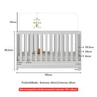 Berço 3 Em 1 Para Colchão 130 X 60cm Doce De Leite Multimóveis Mp0527r Branco - 2