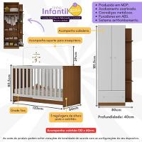 Berço 3 Em 1 Com Guarda-roupas 2 Portas 1 Gaveta E Colchão Incluso Doce De Leite Multimóveis Mp4242 Madeirado/branco Madeirado/branco - 6