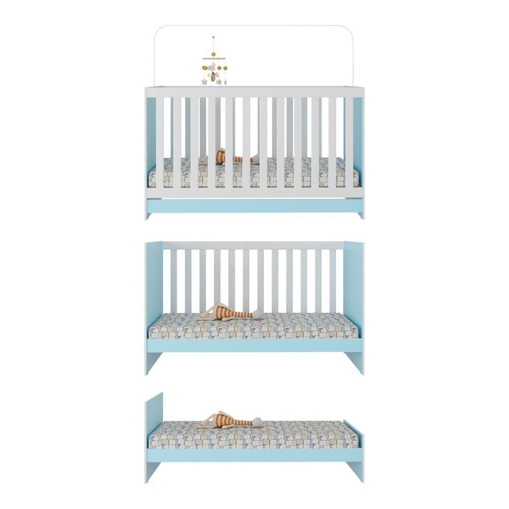 Berço 3 Em 1 Para Colchão 130 X 60cm Doce De Leite Multimóveis Mp0527r Azul - 4