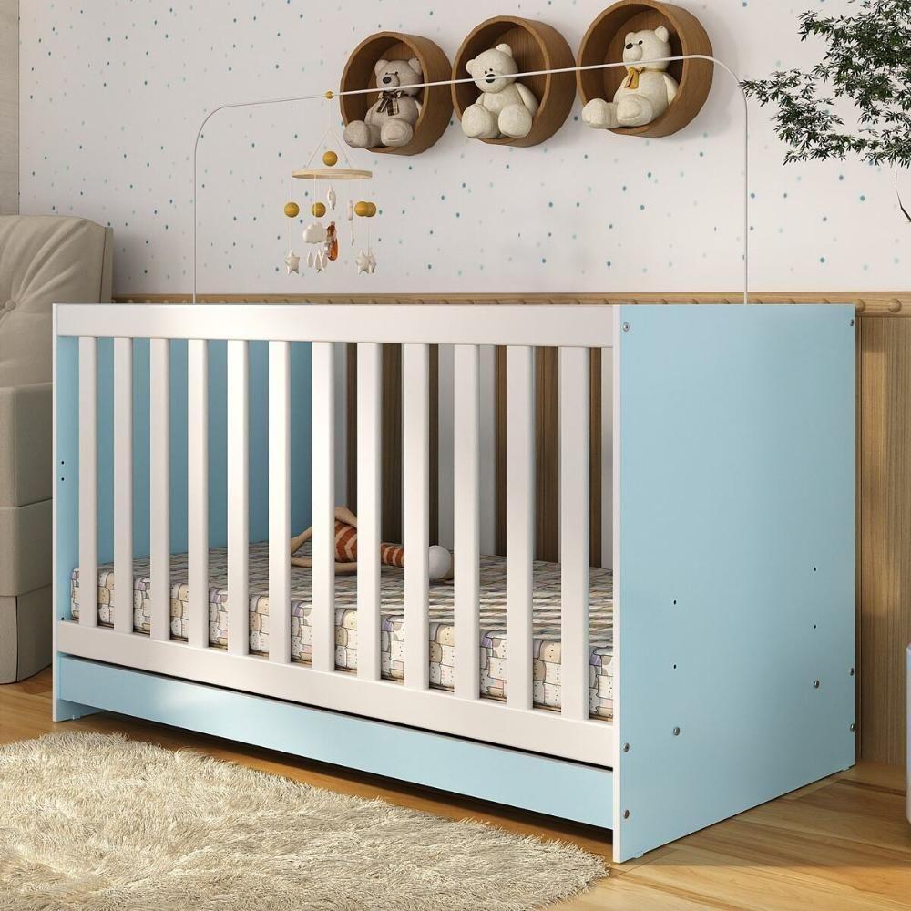Berço 3 Em 1 Para Colchão 130 X 60cm Doce De Leite Multimóveis Mp0527r Azul - 7