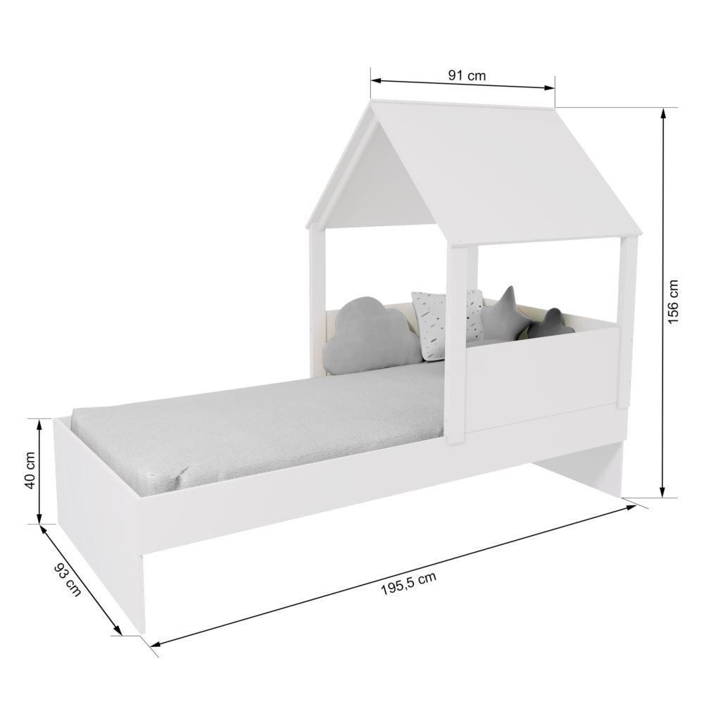 Cama Casinha Com Telhado Mdf Branco Mobilistore - 5