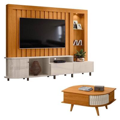 Estante Home Theater Le Mans Com Mesa De Centro Indianápolis Cinamomo Off White - Madetec