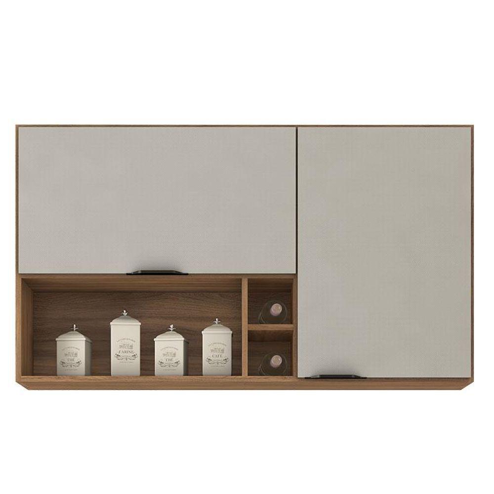 Armário Aéreo Para Cozinha Firenze Nicho 2 Portas Amêndola Touch Nude Prime Tx - Demóbile - 1