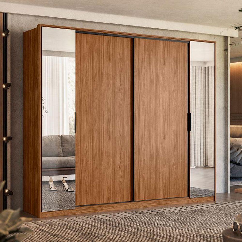 Guarda Roupa Casal Laredo Nogueira Nude Prime Tx Flex Com Espelho Demóbile - Demartêz - 2