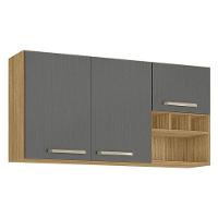 Armário Aéreo Ametista 3 Portas E 3 Garrafas 120 Cm Freijó Gris - Kits Paraná - 1