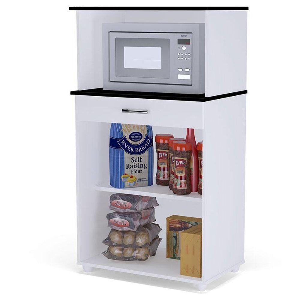 Balcão Multiuso Carina Branco Preto Flex - Ajl - 2