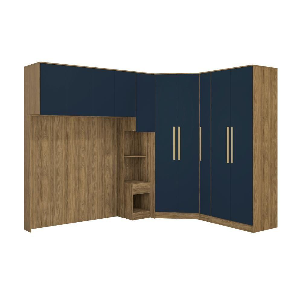 Quarto Modular Kappesberg Adapt Nogueira/azul Profundo 7 Peças 296cm X 210cm - 2