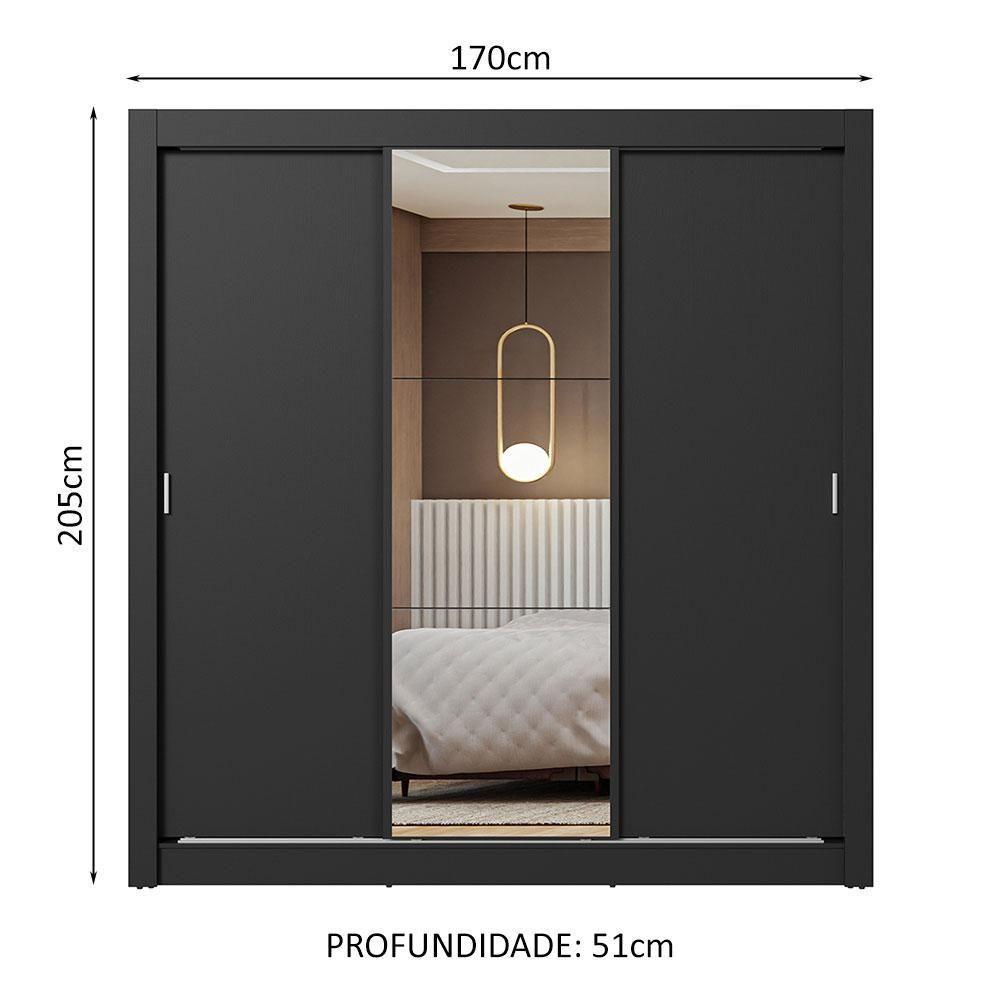 Guarda-roupa Casal 3 Portas De Correr Com Espelho Madesa - 8