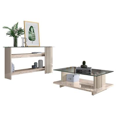 Aparador e Mesa de Centro Frizz em MDP 150cm Off White para Sala de Estar